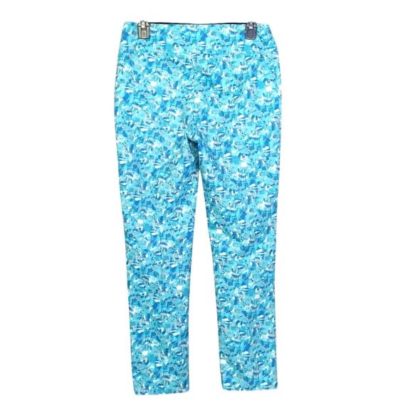 Lisette L Montreal Pull-On Pants Size 6 Blue Abstract Slim - Picture 2 of 10